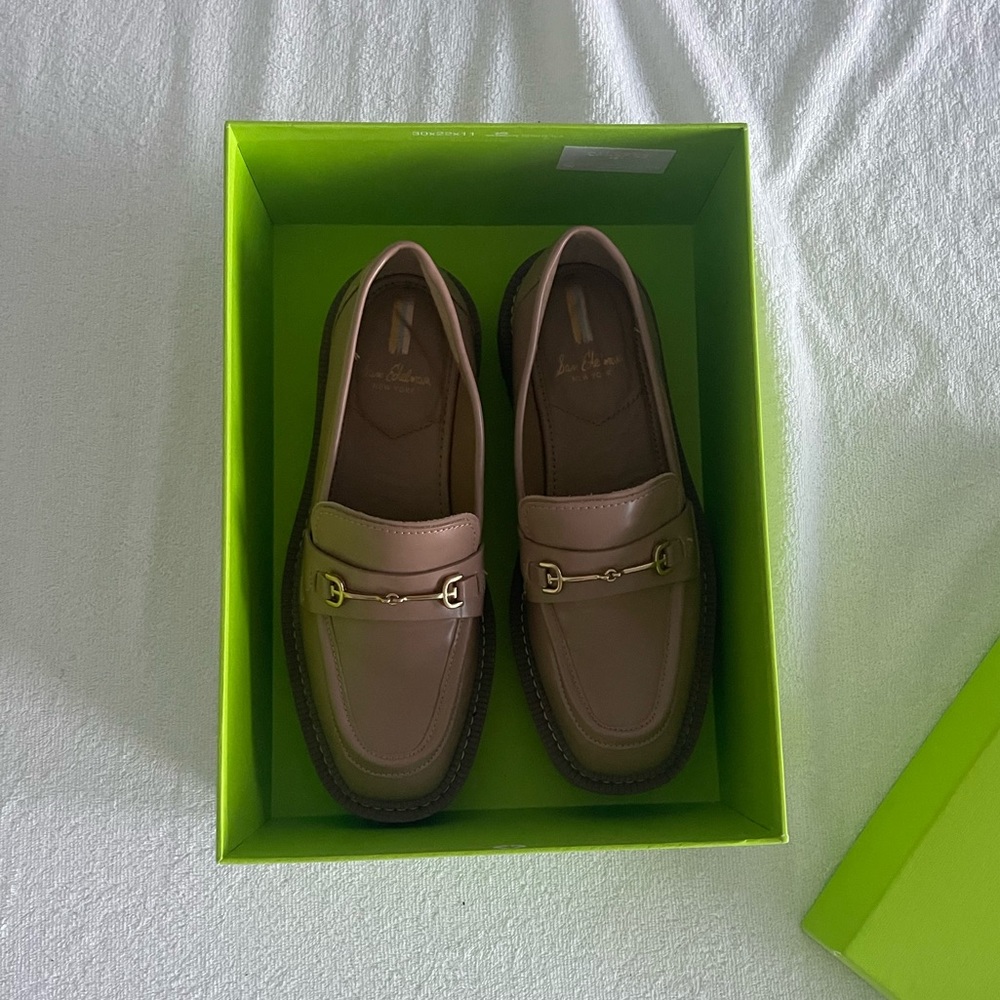 Sam Edelman Taupe Leather Bit Loafers